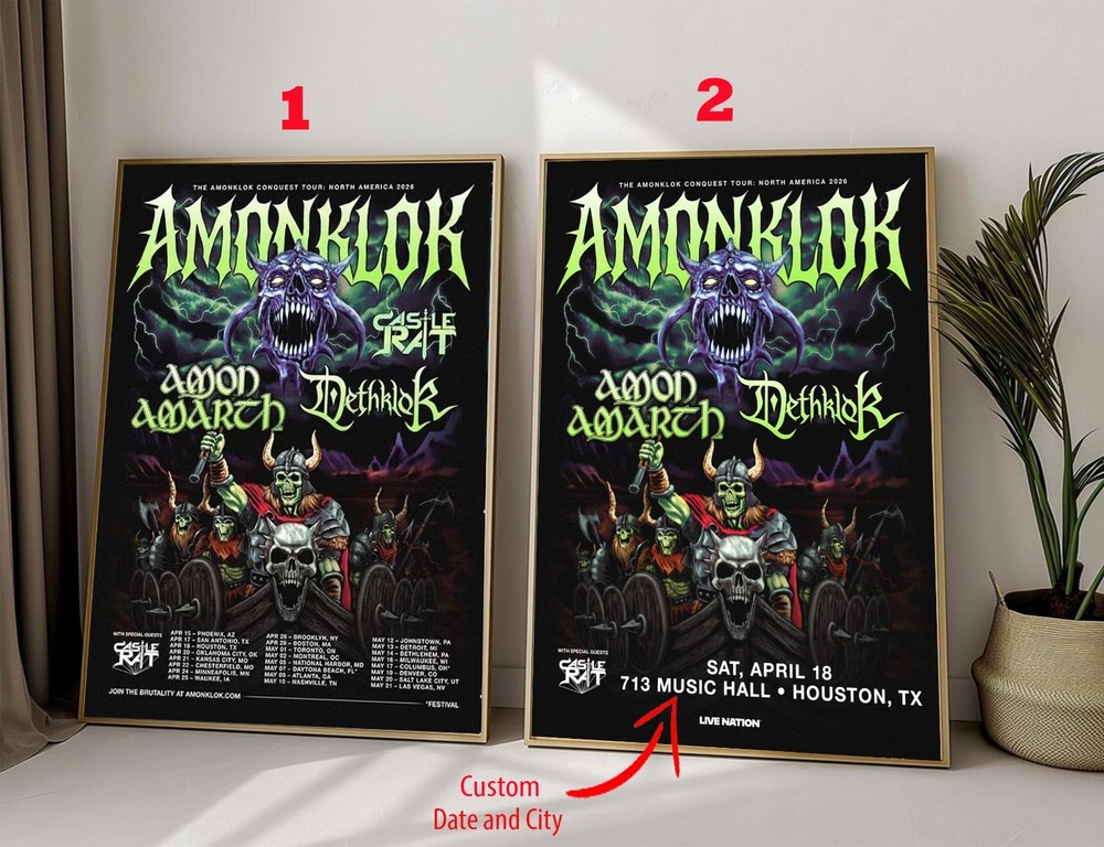 Amonklok Tour 2026 Amon Amarth Dethklok Poster, Custom Tour Poster