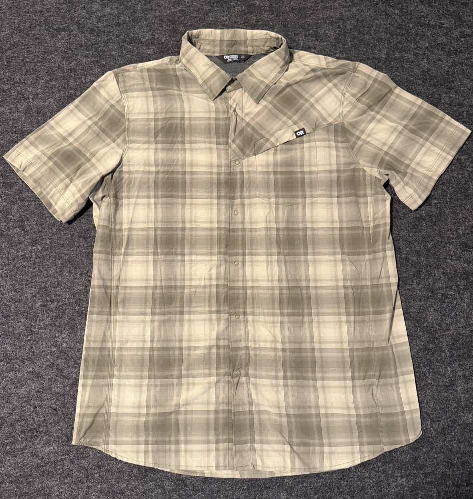 Outdoor Research Astroman Sun Shirt Mens L Green Check Snap