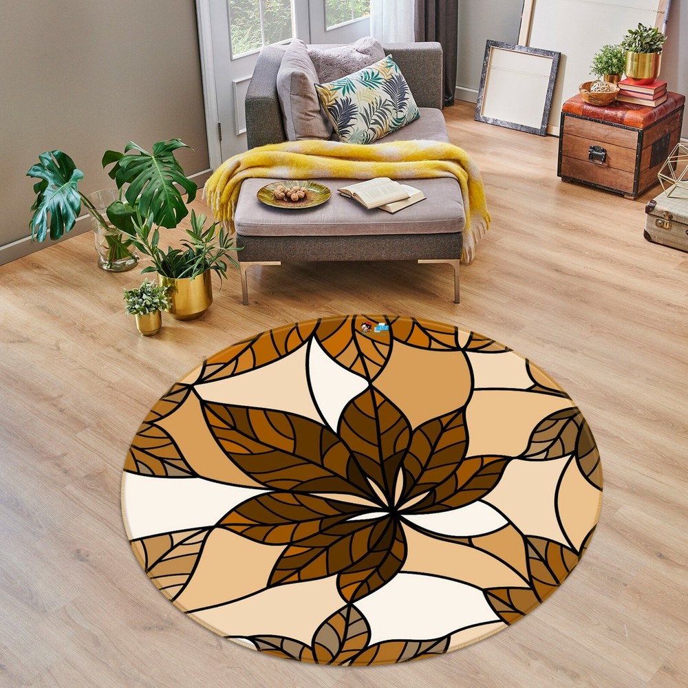 3D Vintage Brown Leaves NAO10494 Game Rug Mat Elegant Photo Carpet Mat Fay
