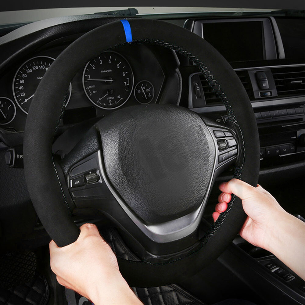 Suede Leather Universal Steering Wheel Cover Anti-slip Car Accessories 15