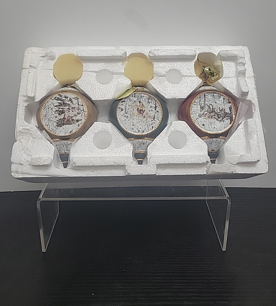 Bradford Exchange Hidden Nature Heirloom Porcelain Set of 3 Ornaments (EUC)