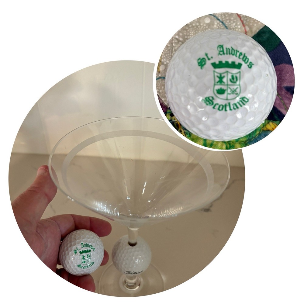 Olin Stubek/Titleist 1 Golf Ball Martini Glass  - With St. Andrews Ball/ Mint!