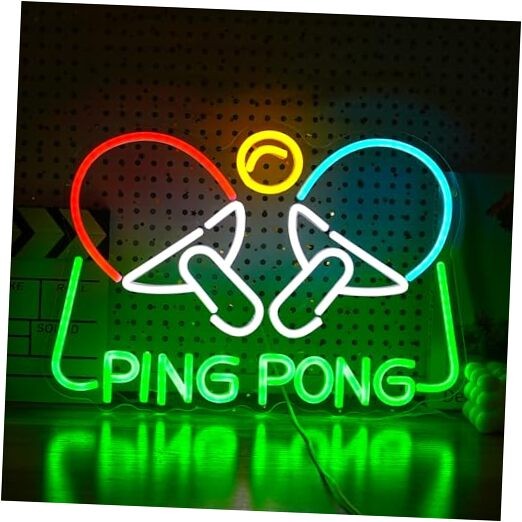 Neon LED Ping Pong Sign in Green, Blue, Red, Yellow & White – Table Tennis Light