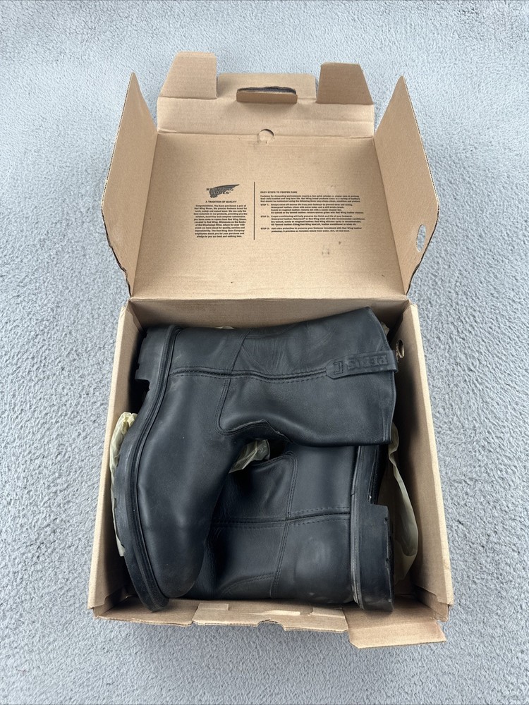 Red Ring Made in USA Black Pecos Rattlesnake Leather Safety Boots US Size 12