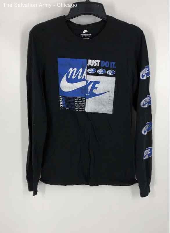 Nike Mens Black Crew Neck Long Sleeve Pullover T-Shirt Size Medium