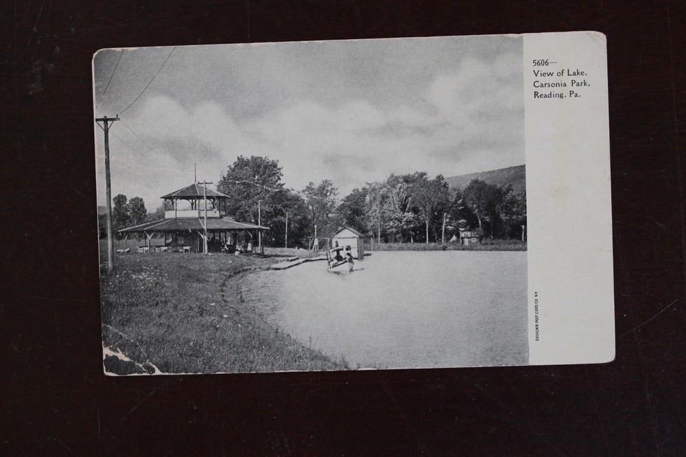 Reading, PA Carsonia Park lake postcard @1900
