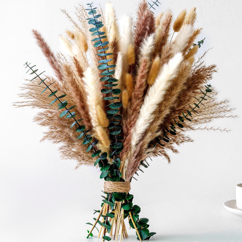 Pampas Grass Dried Flowers Boho Eucalyptus Bunny Tail Centerpiece Decor