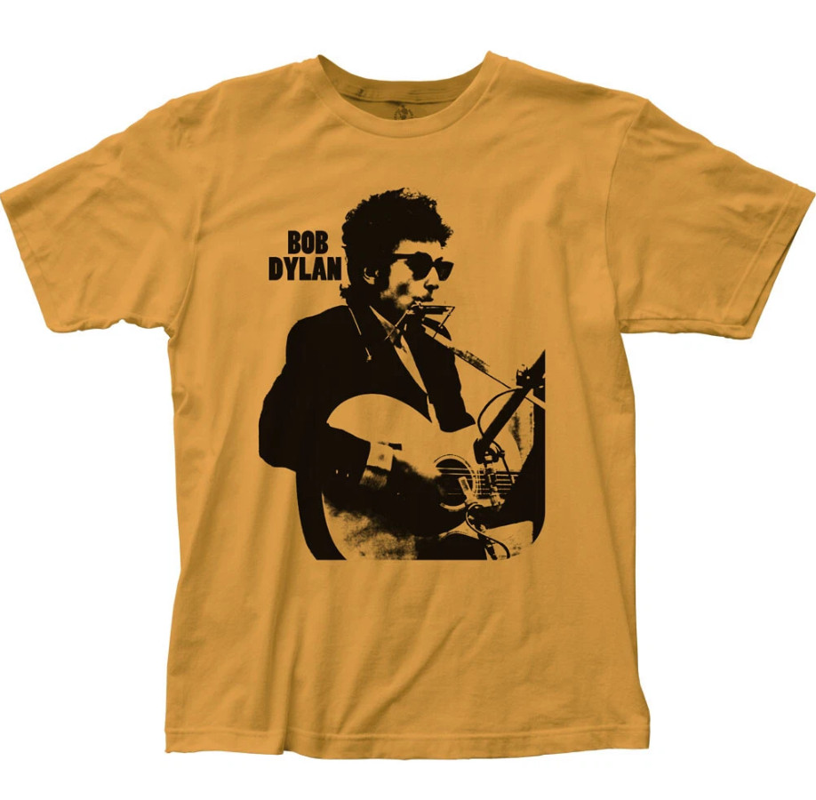 Bob Dylan Silhouette Men’s T-Shirt | Classic Rock & Roll Music Band Tee – Gold