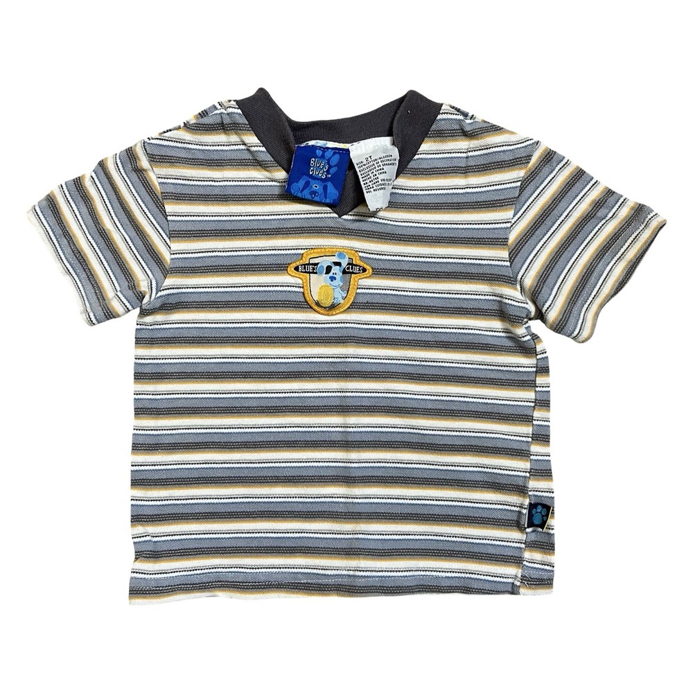 Vintage Blues Clues Shirt Boys 2T Striped Toddler Cartoon Graphic Tee 2000s