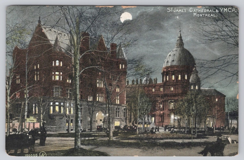 St. James Cathedral & YMCA Montreal Canada 1906 Moon Postcard