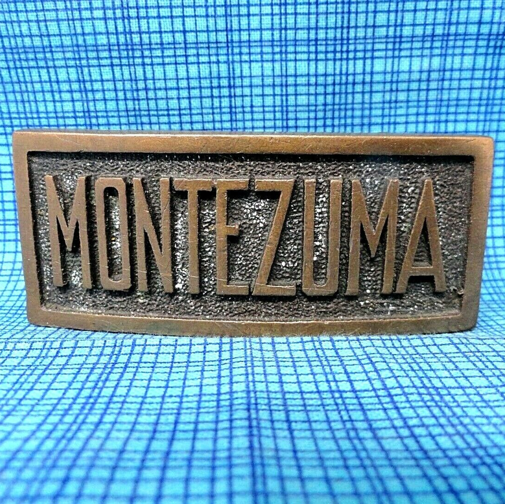 Montezuma Dress Belt Buckle Aztec Lord Frowns In Anger Vintage 50s 60s   .CPA145