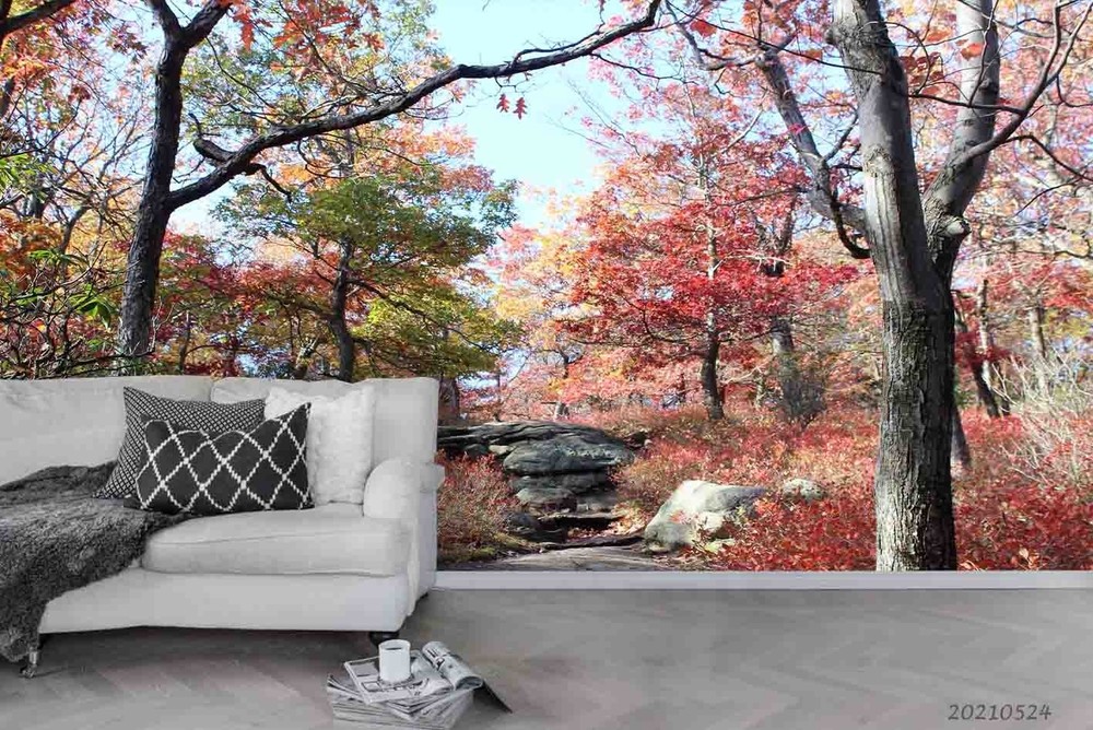 3D Forest Autumn Landscape Wall Murals Wallpaper Murals Wall Sticker