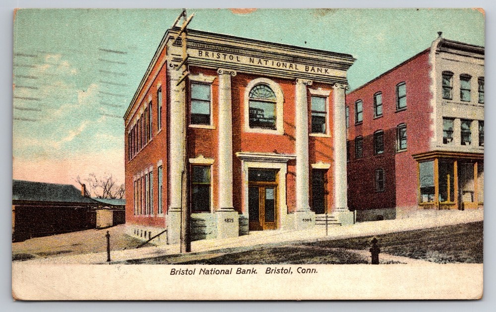 Vintage 1905 Bristol CT National Bank Postcard