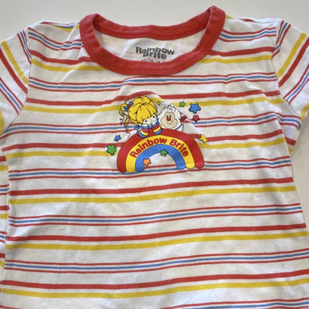 Kids Rainbow Brite Striped T Shirt Size 8 MD Short Sleeve Retro Skate