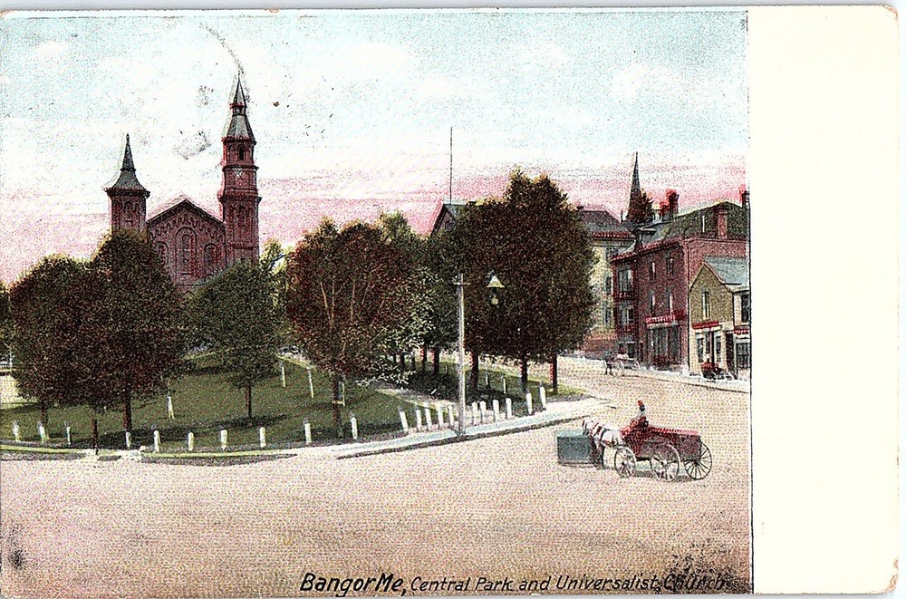 Postcard CHURCH SCENE Bangor Maine ME m/09 AI3213