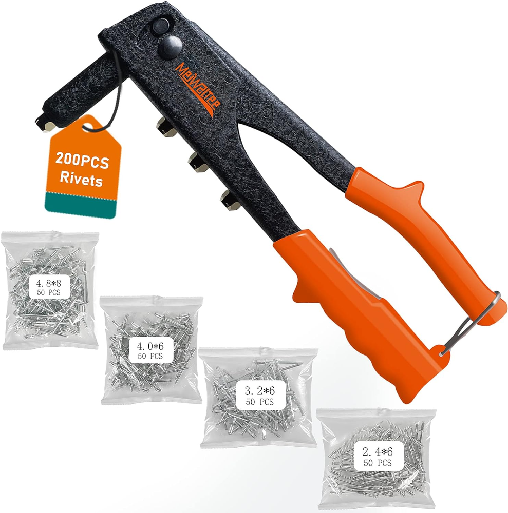 Rivet Gun,Professional Pop Rivet Gun Kit with 200Pcs Rivets, 3/32