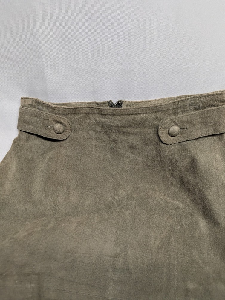 Lord & Taylor VTG Green Leather Womens Skirt Size 10