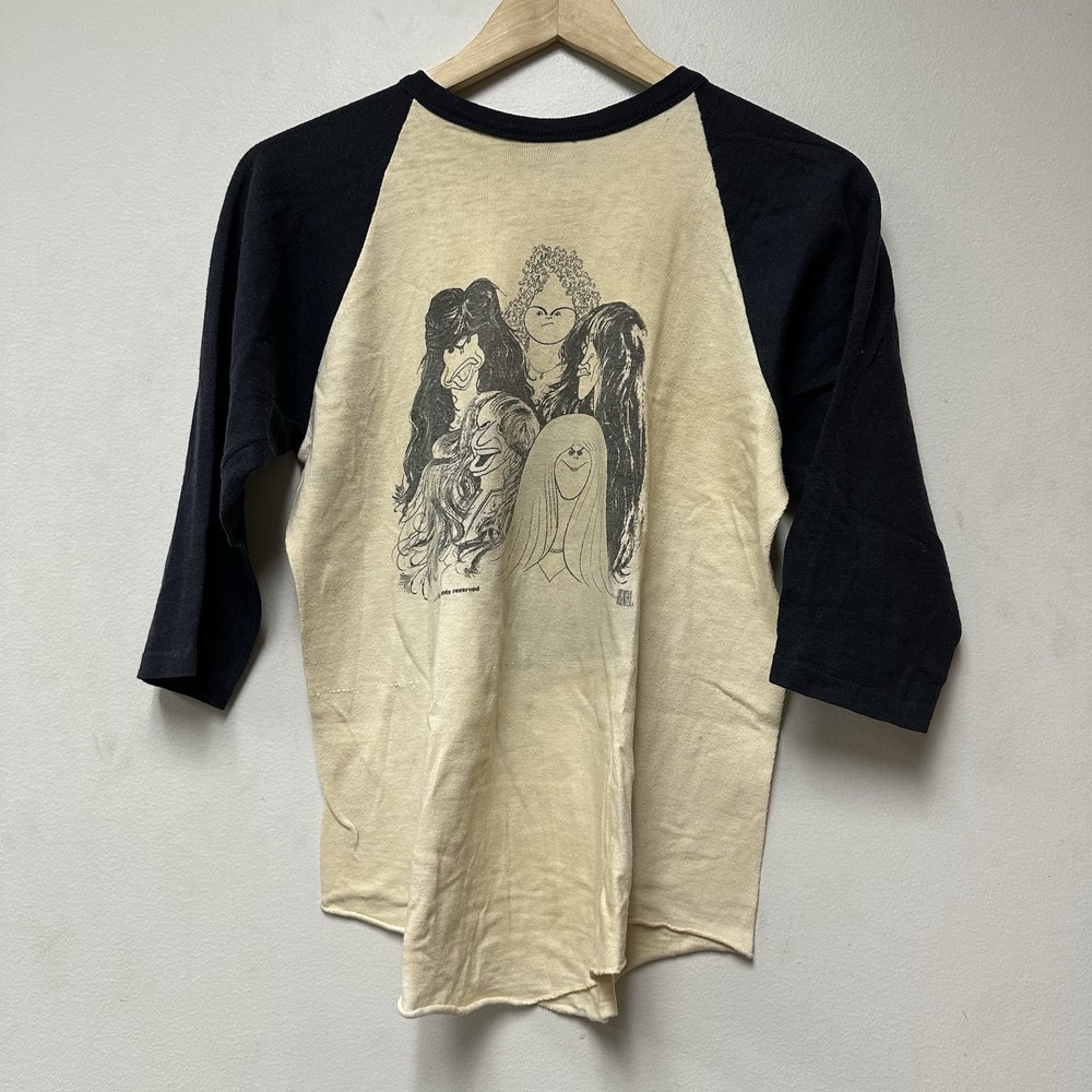 Rare Vintage Original 1977 Aerosmith Draw The Line Raglan T-shirt XL X-Large