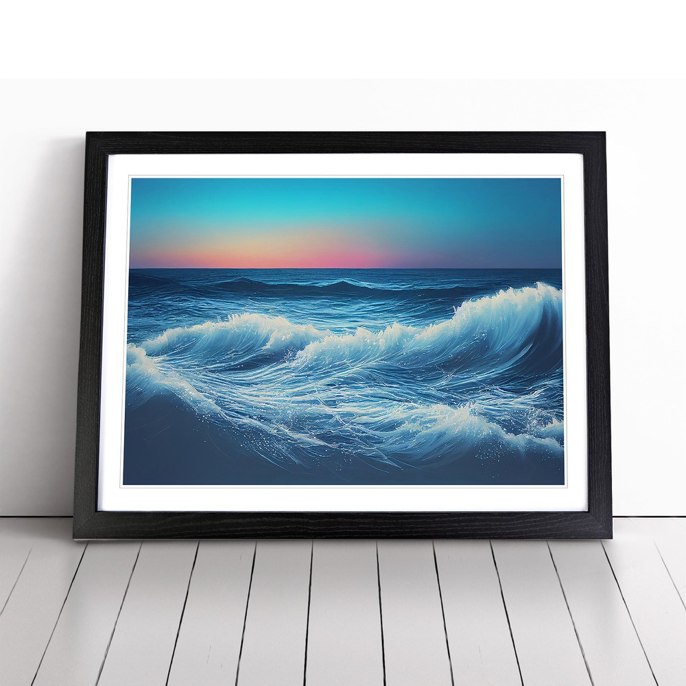 Ocean View At Sunset Wall Art Print Framed Canvas Picture Poster Decor