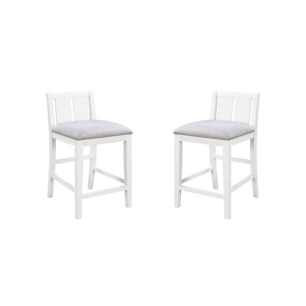 Set of 2 White Finish Upholstered Seat 20