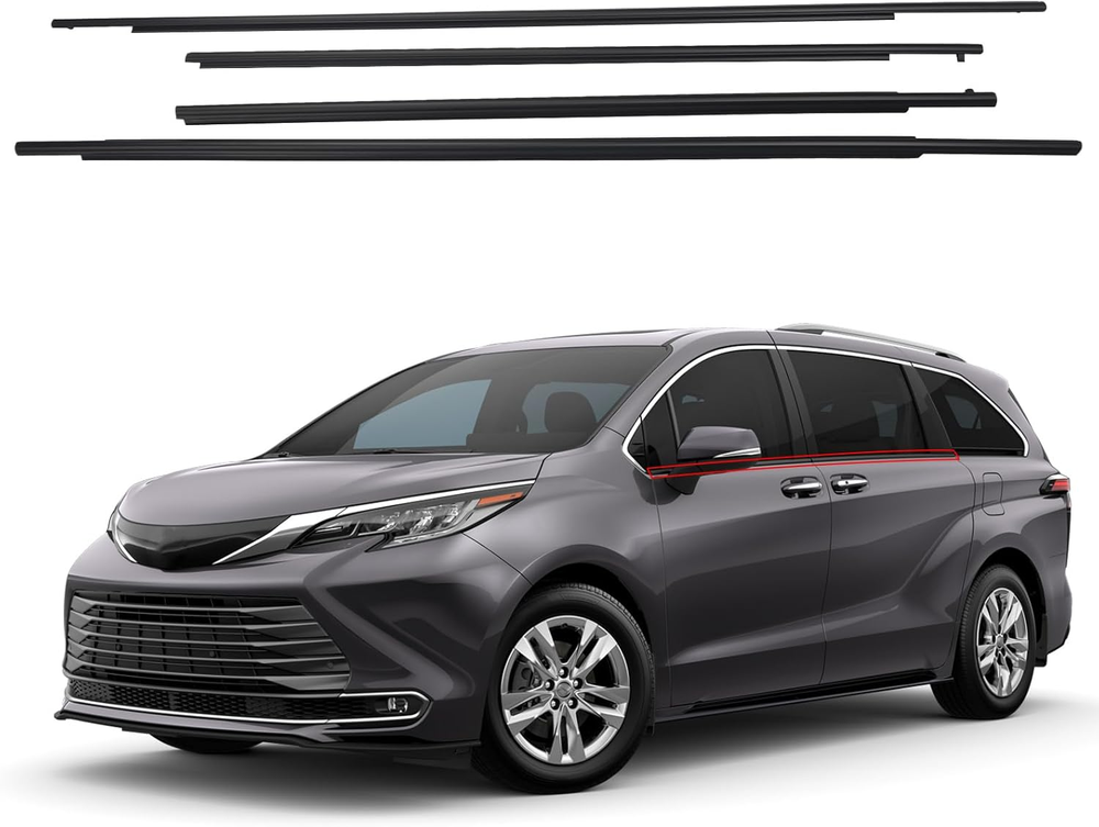 4-Piece Car Outer Door Window Moulding Weatherstrip Seal Belt Compatible