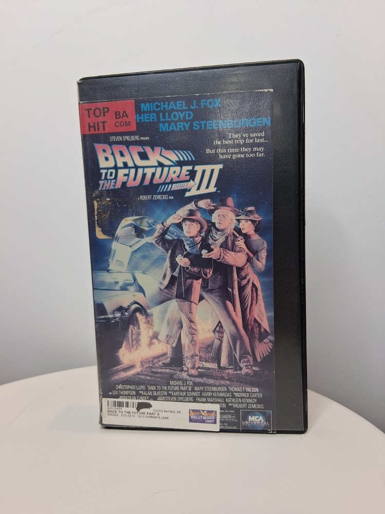 Original Back To The Future Part 3 Hollywood Video Store Rental VHS W/ Clamshell