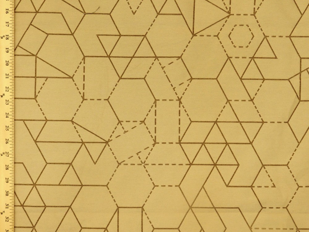 Abstract Tan & Brown Prism Geometric Upholstery Fabric-image