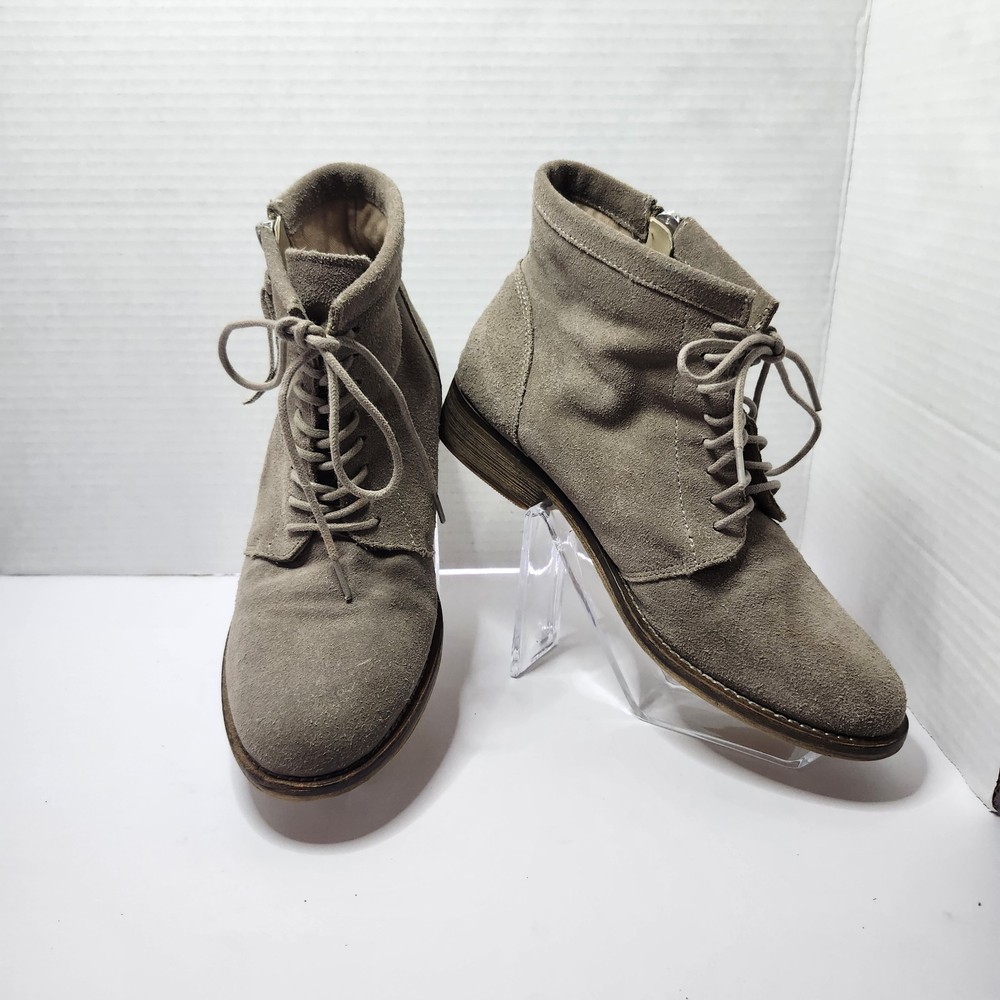 Steve Madden Leather Ankle Boots Camel Color Side Zipper  Womens 7.5 M Booties