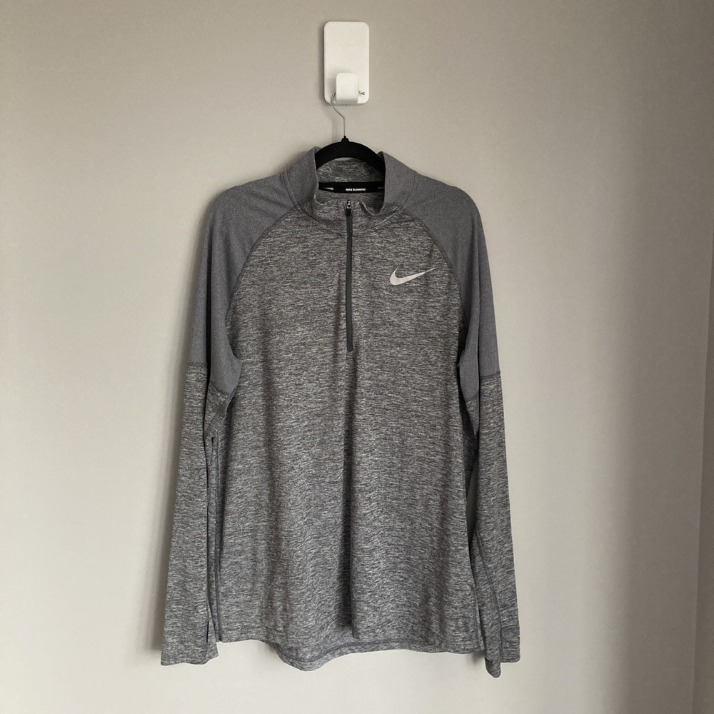 Nike Mens Dri Fit Element Half Zip Running Top Large Grey Long Sleeve