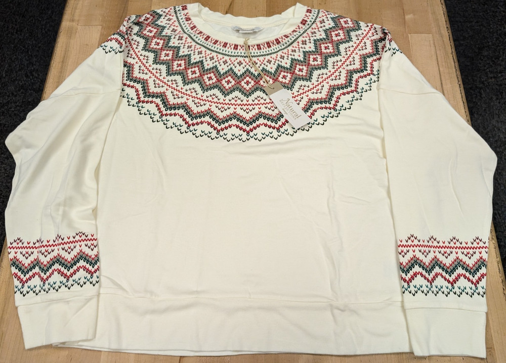 Natural Reflections Fairisle Print Sweatshirt Women's Large