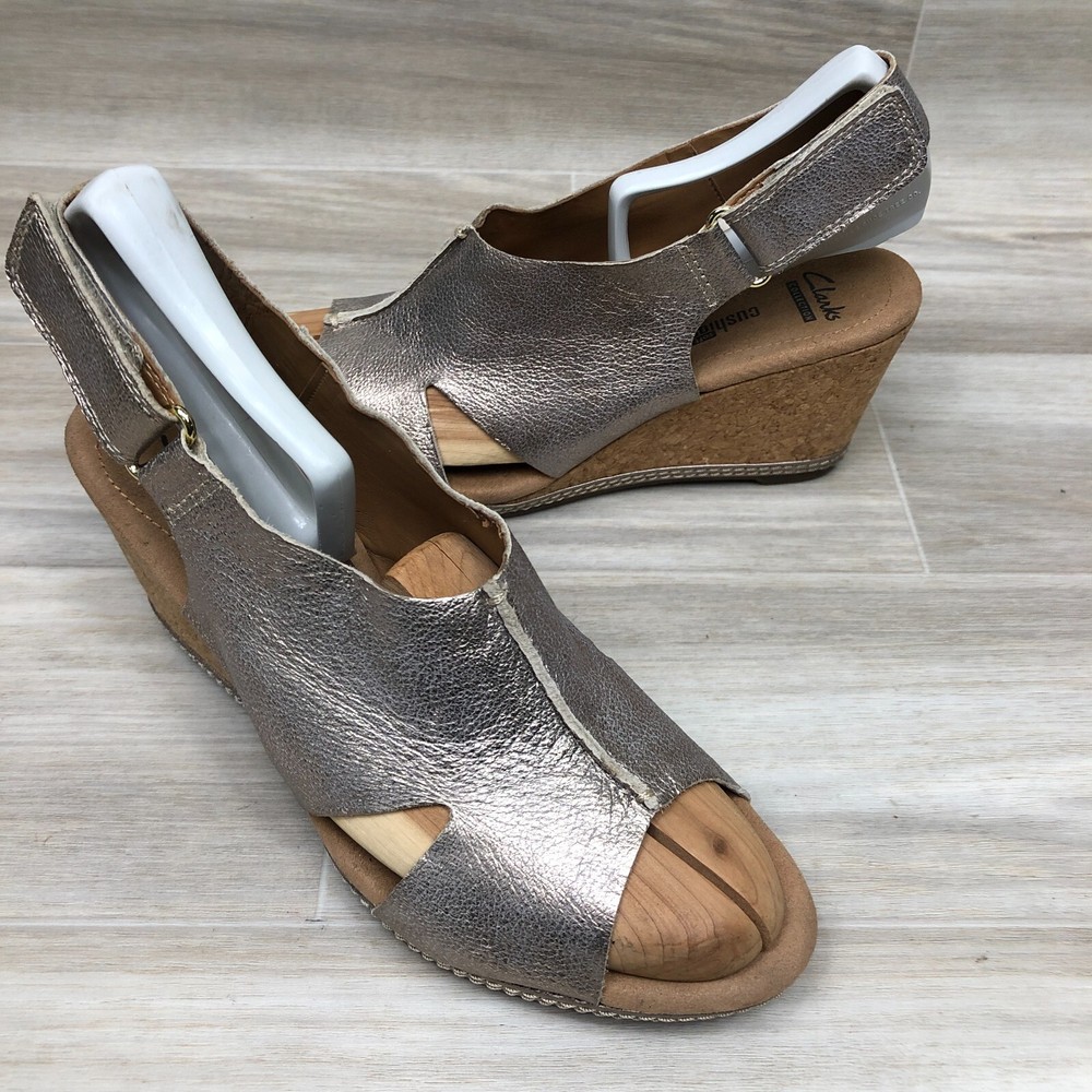 Clarks Annadel Eirwyn Metallic Gold Leather Cork 3