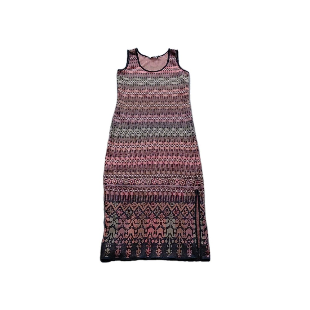 Peruvian Connection Slit Dress Geometric Aztec Southwestern Knit Pima Cotton
