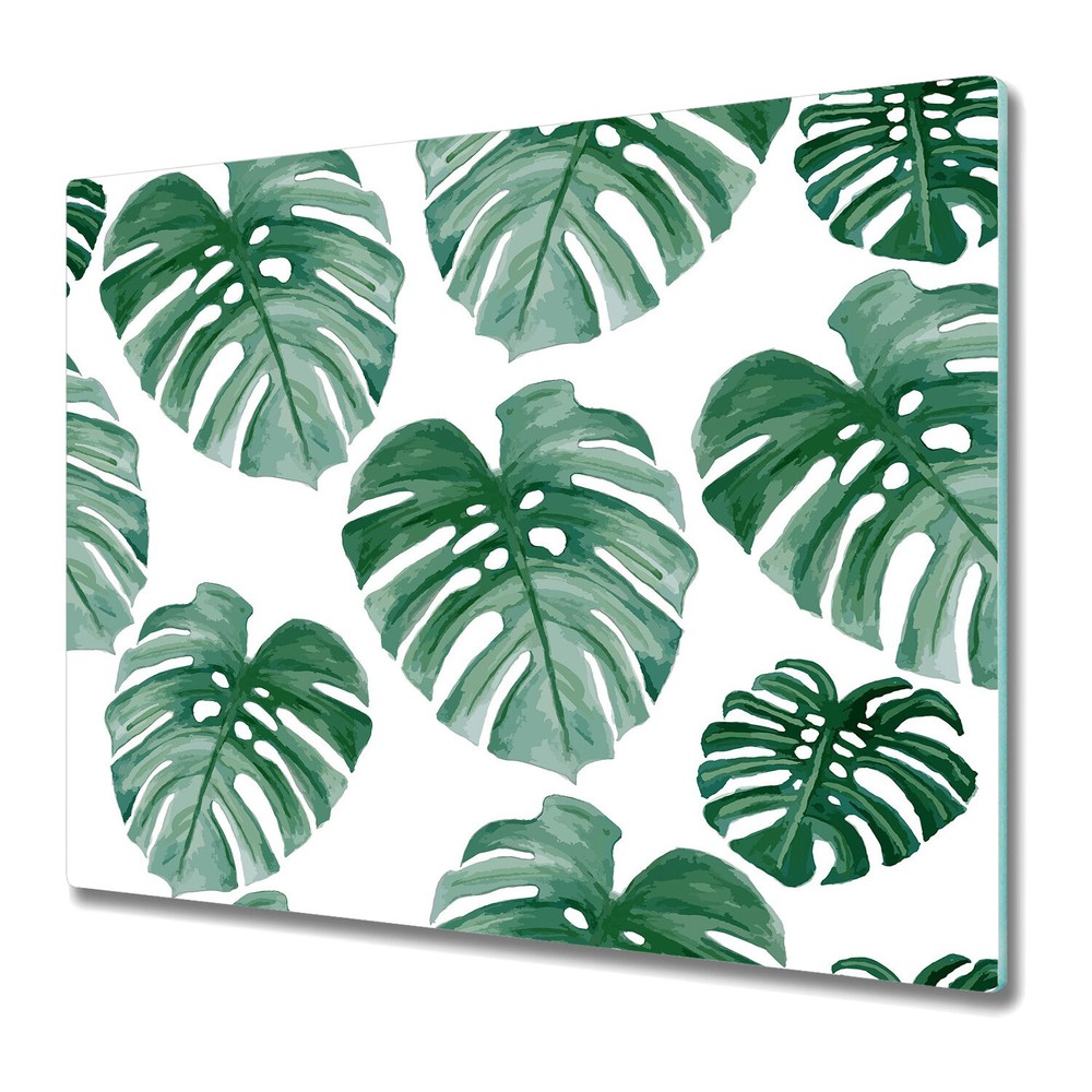 Glass Induction Ceramic Hob Cover Monstera leaves foliage leaf Tropical 60x52