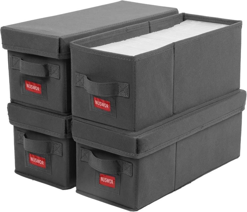 Premium CD Storage Box Stackable CD Organizer Box with Lid Holds 4 Packs