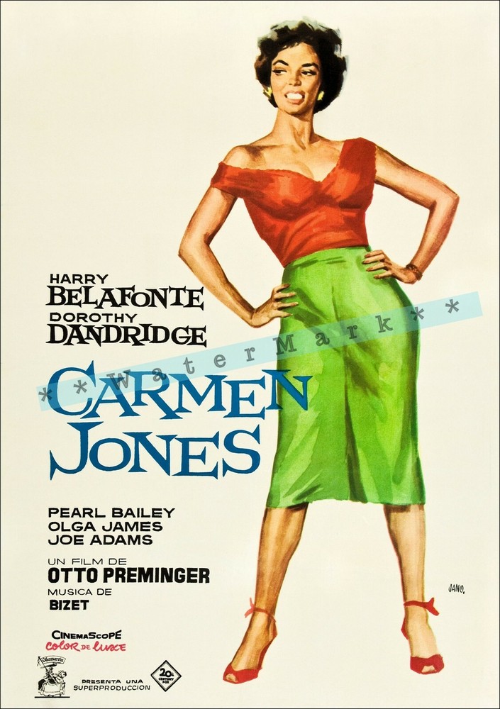 Carmen Jones 1954 Film w Dorothy Dandridge Vintage Poster Print Retro Style Art