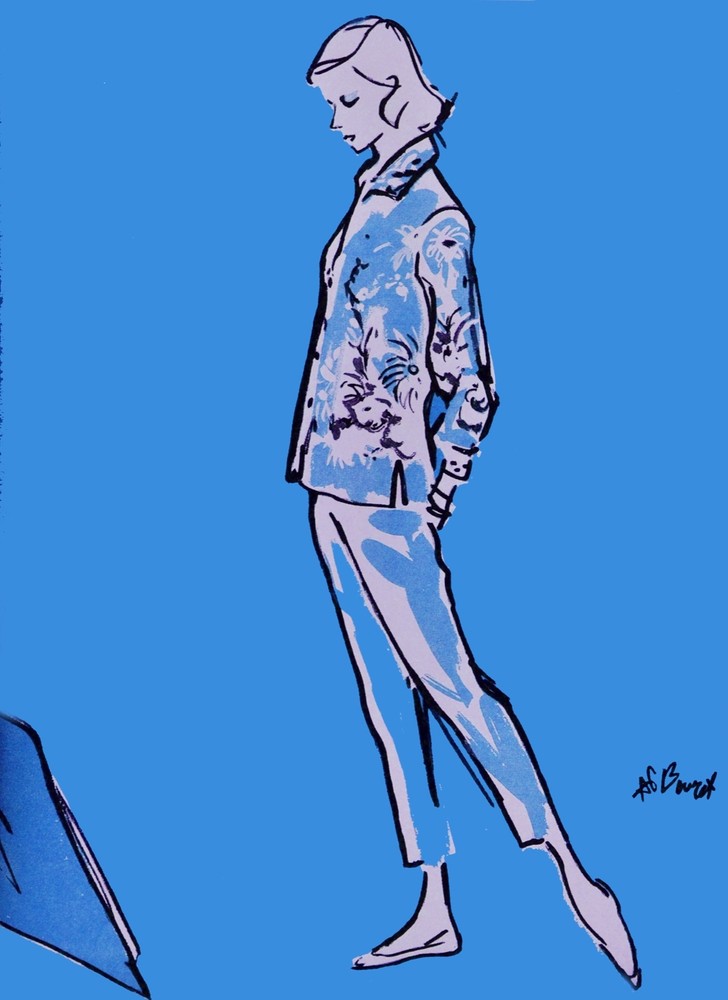 Poster print.Interior design Art.Retro fashion.Blue.Modeling.6315