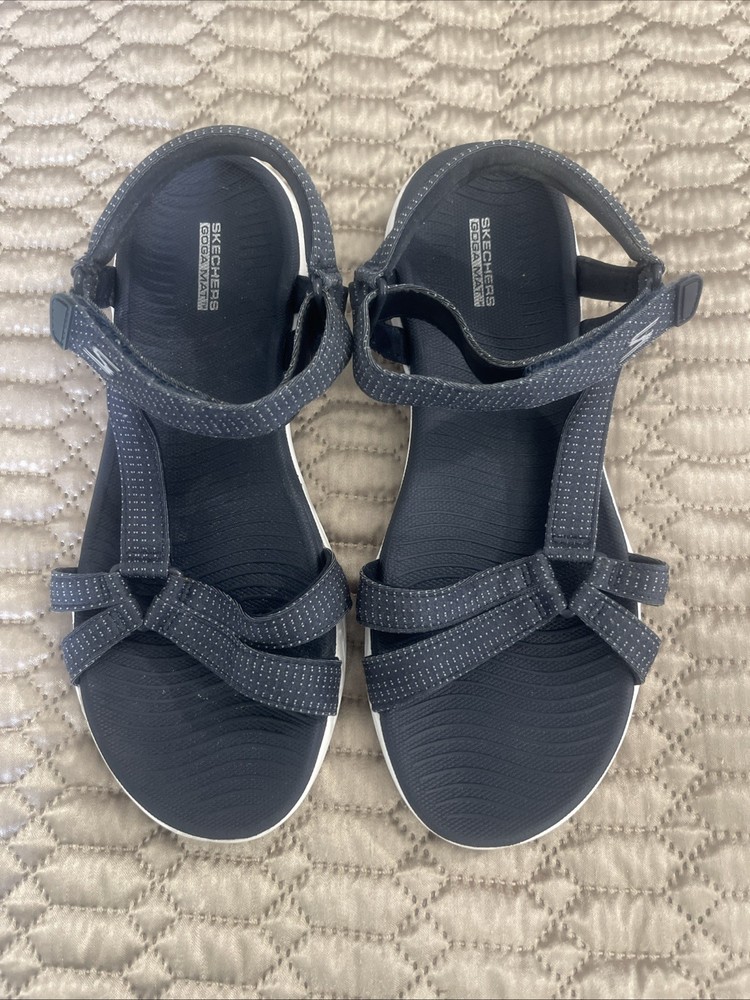 Skechers Womens Navy Blue Slip-On Sandals Size 9 Excellent Condition