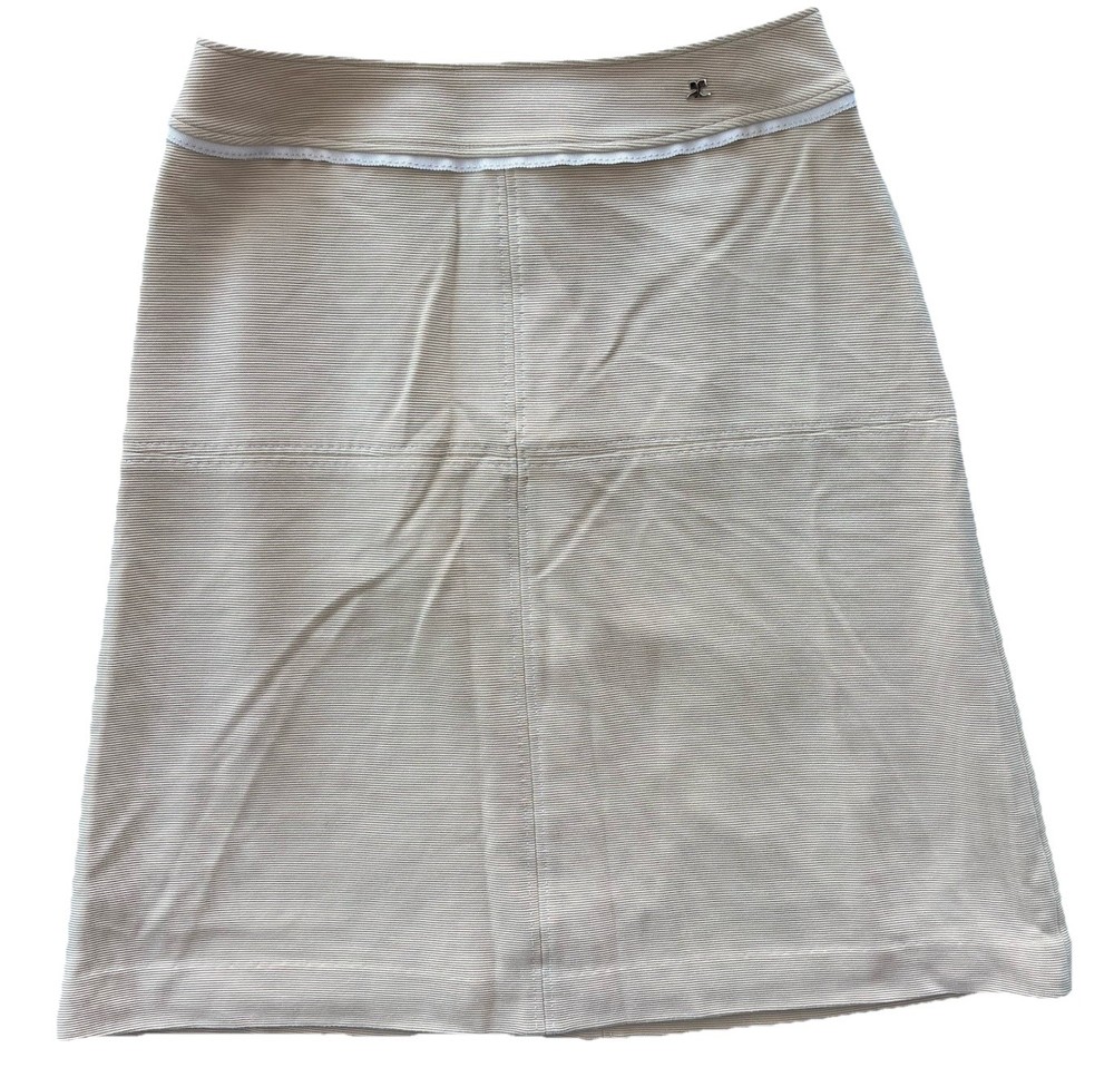 Couregges Tan Mini Skirt Women’s Size 38 White Trim Preppy A Line NO BELT
