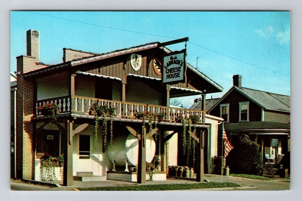 Sugarcreek OH-Ohio, AJ Ladrach Cheese House, Advertising, Vintage Postcard