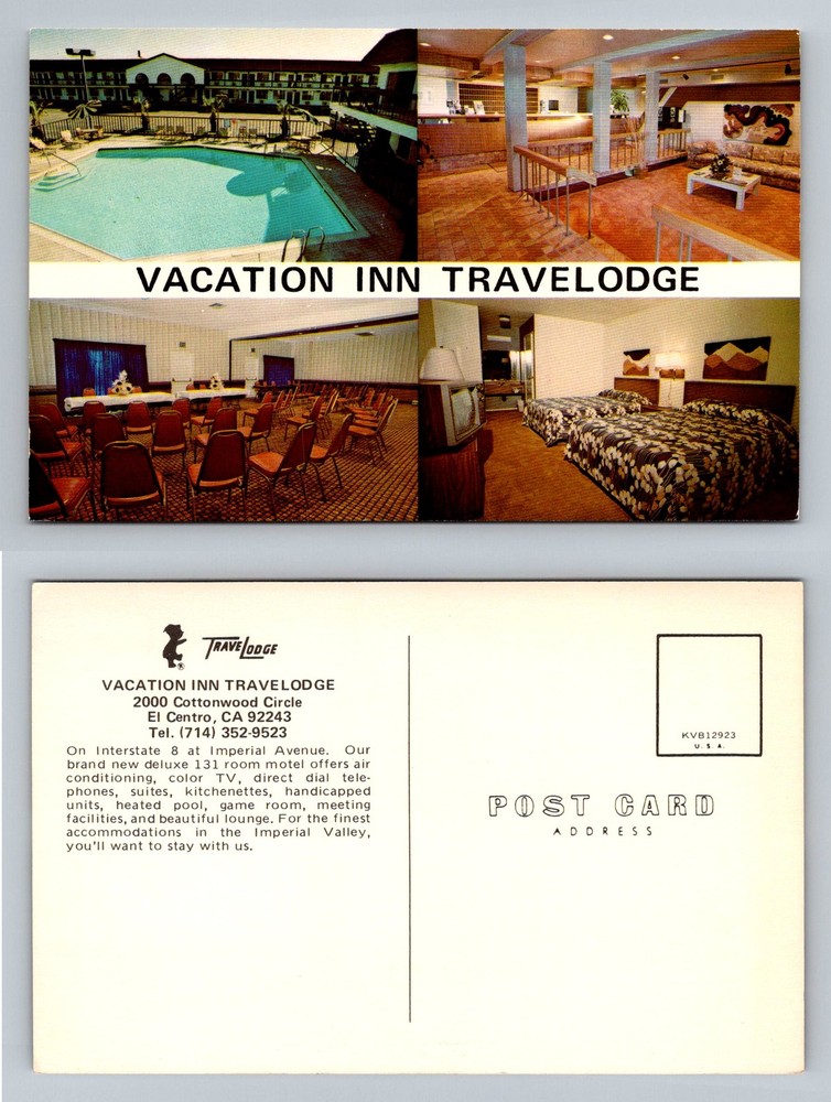 El Centro, CA-California, Vacation Inn Travelodge Motel Views Vintage Postcard