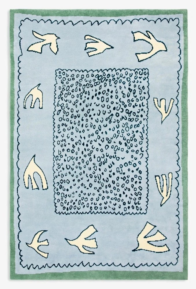 NORDIC KNOTS Hand Tufted Wool Rug |9x12 ft Columba – Blue | Sculptural Plush Rug