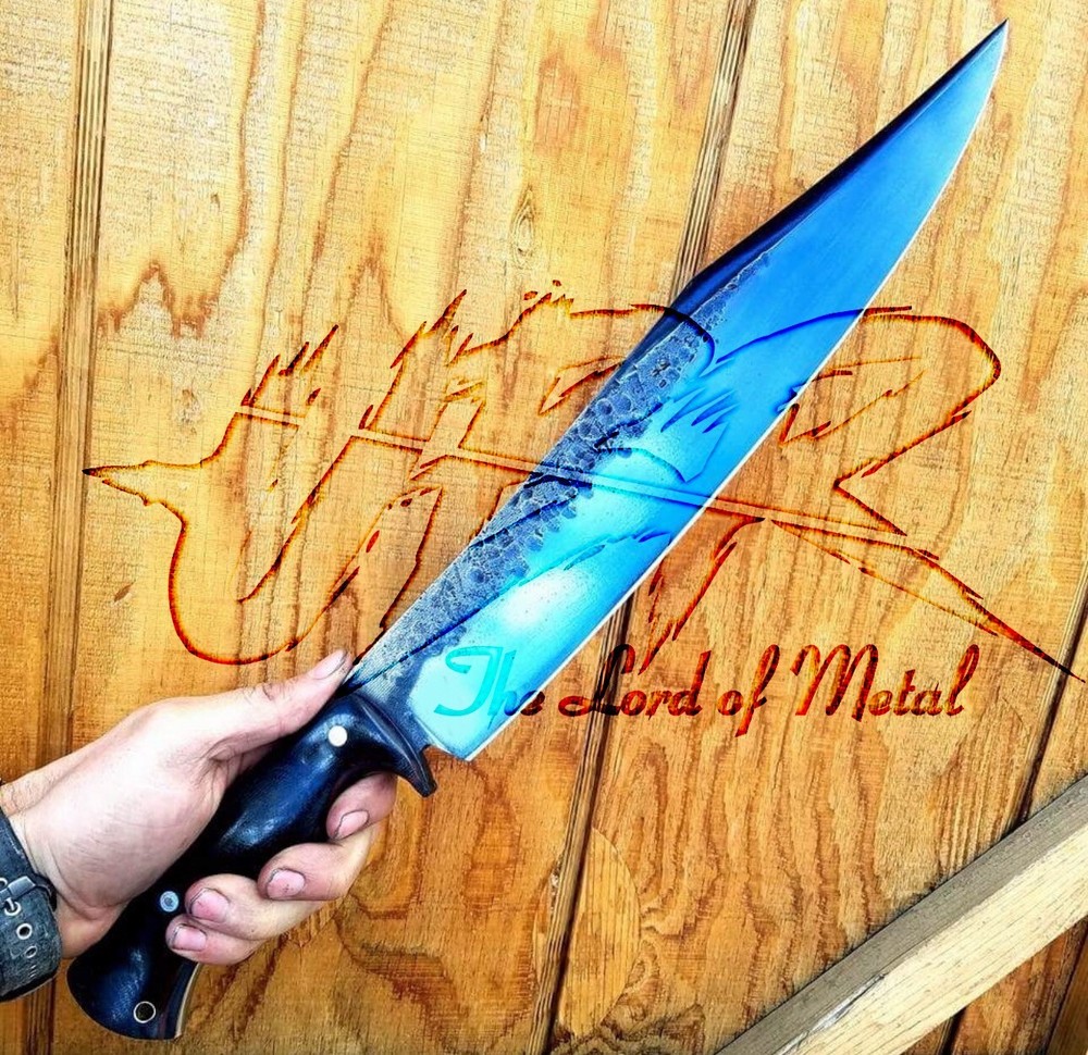 UBR CUSTOM HANDMADE HIGH CARBON STEEL HUNTING BOWIE KNIFE WITH LEATHER SHEATH