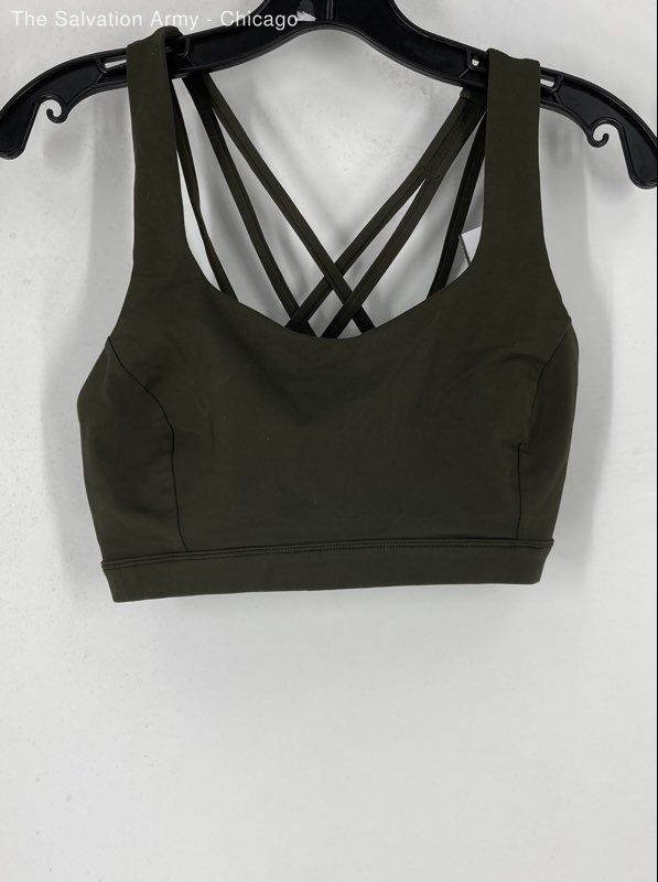 Lululemon Womens Green Criss Cross Strap Activewear Sports Bra Size 8