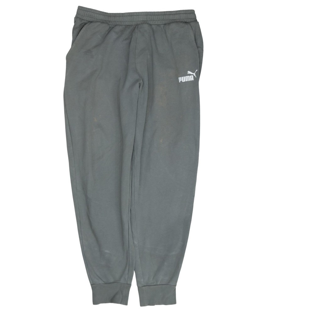 Puma Mens Joggers Khaki Green Elastic Waist Cuffed Fleece Logo Sweatpants XL