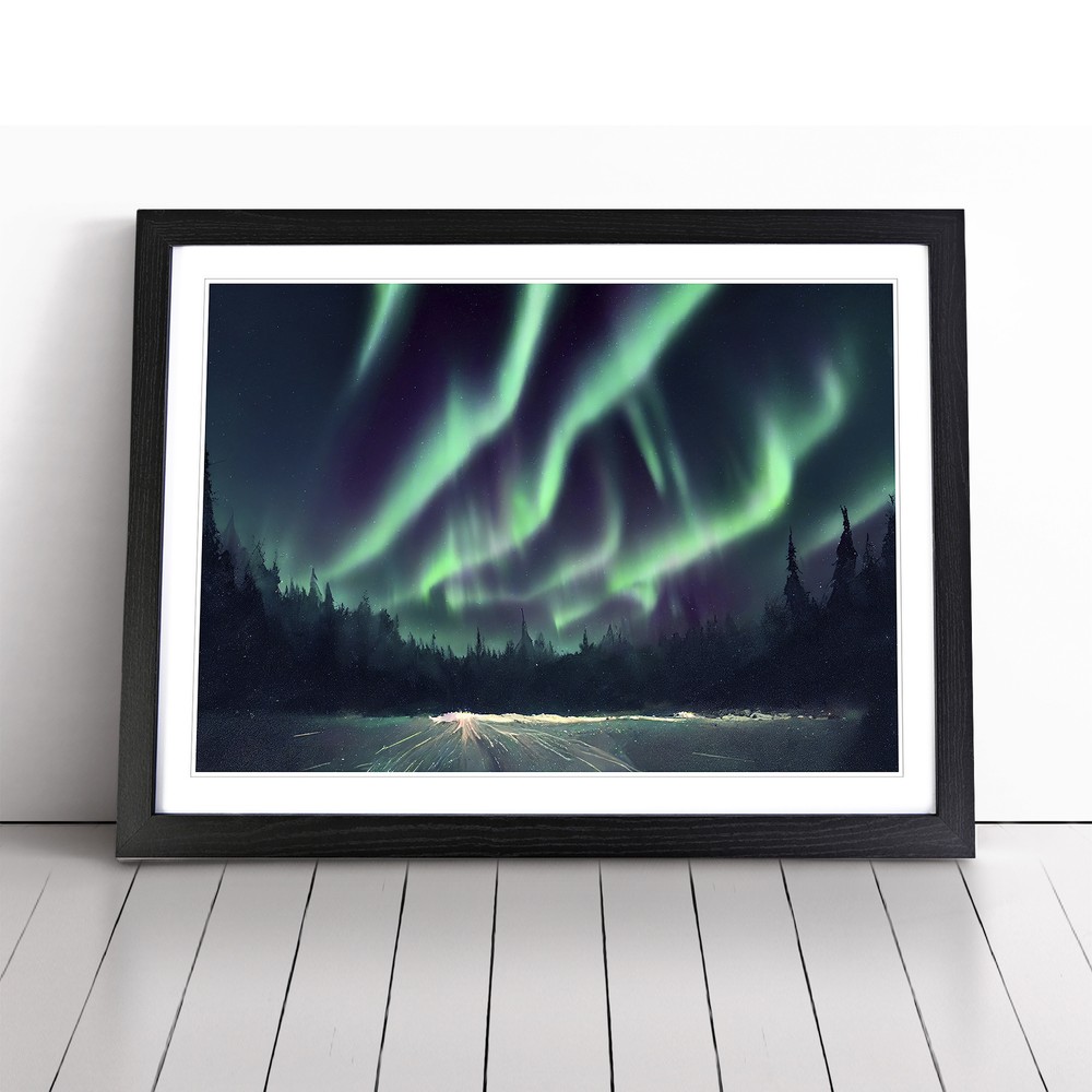 Artistic Northern Lights Wall Art Print Framed Canvas Picture Poster Decor
