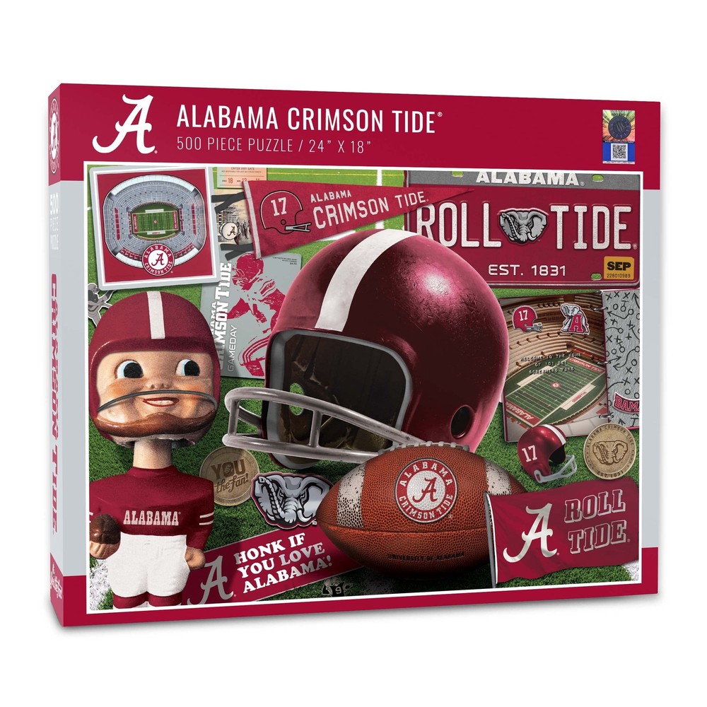 NCAA Alabama Crimson Tide 500-Piece Retro Puzzle in Team Colors