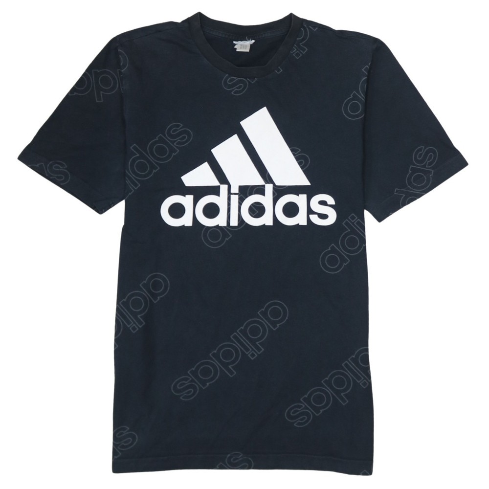 Adidas Mens T Shirt Black Big Trefoil Logo All Over Print Sports Graphic XS