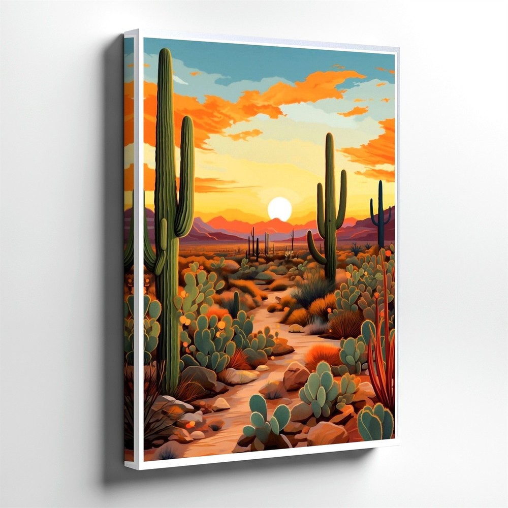 Wall Art Desert Sunset Landscape Print Cactus Southwest Poster Mountain Decor