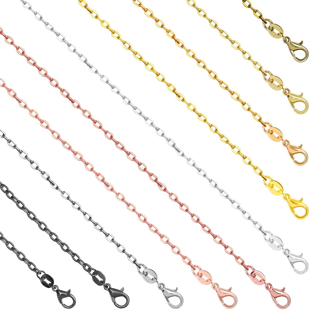 50 Pack 10 Colors Necklace Chains for Jewelry Making 18 Inches Bulk Cable Cha...