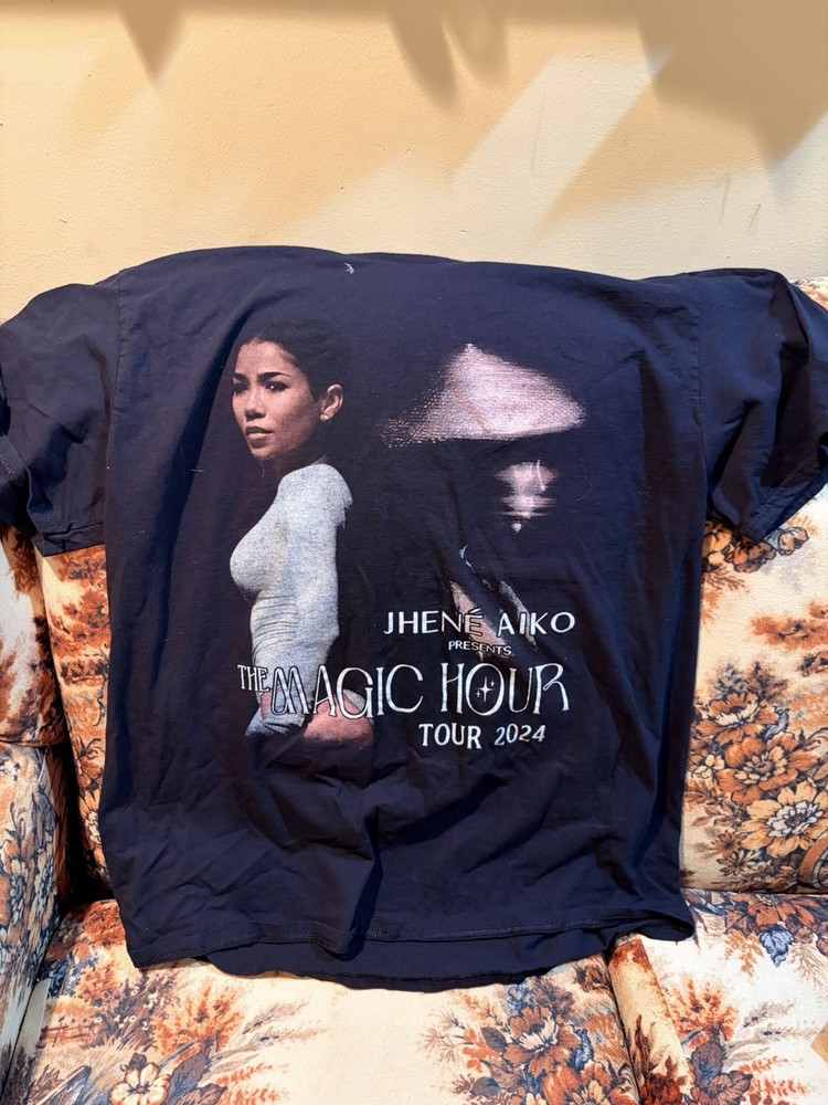 Jhené Aiko Magic Hour Tour 2024 T-Shirt Black Graphic Concert Tee Size XL